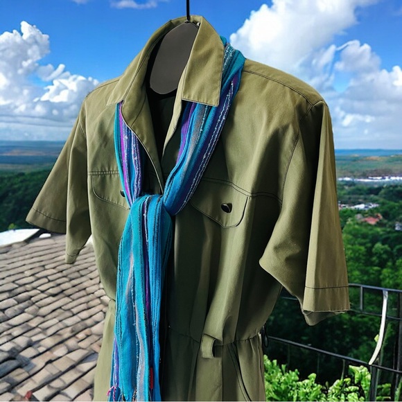 Vintage Willi of California Tan Button-up Dress with Black Buttons Size 12 - Picture 7 of 9